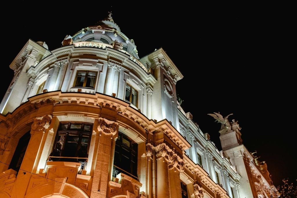 Correos building in the town hall square of the mediterranean city of Valencia