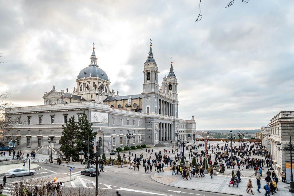 Crowd at cathedral of Madrid